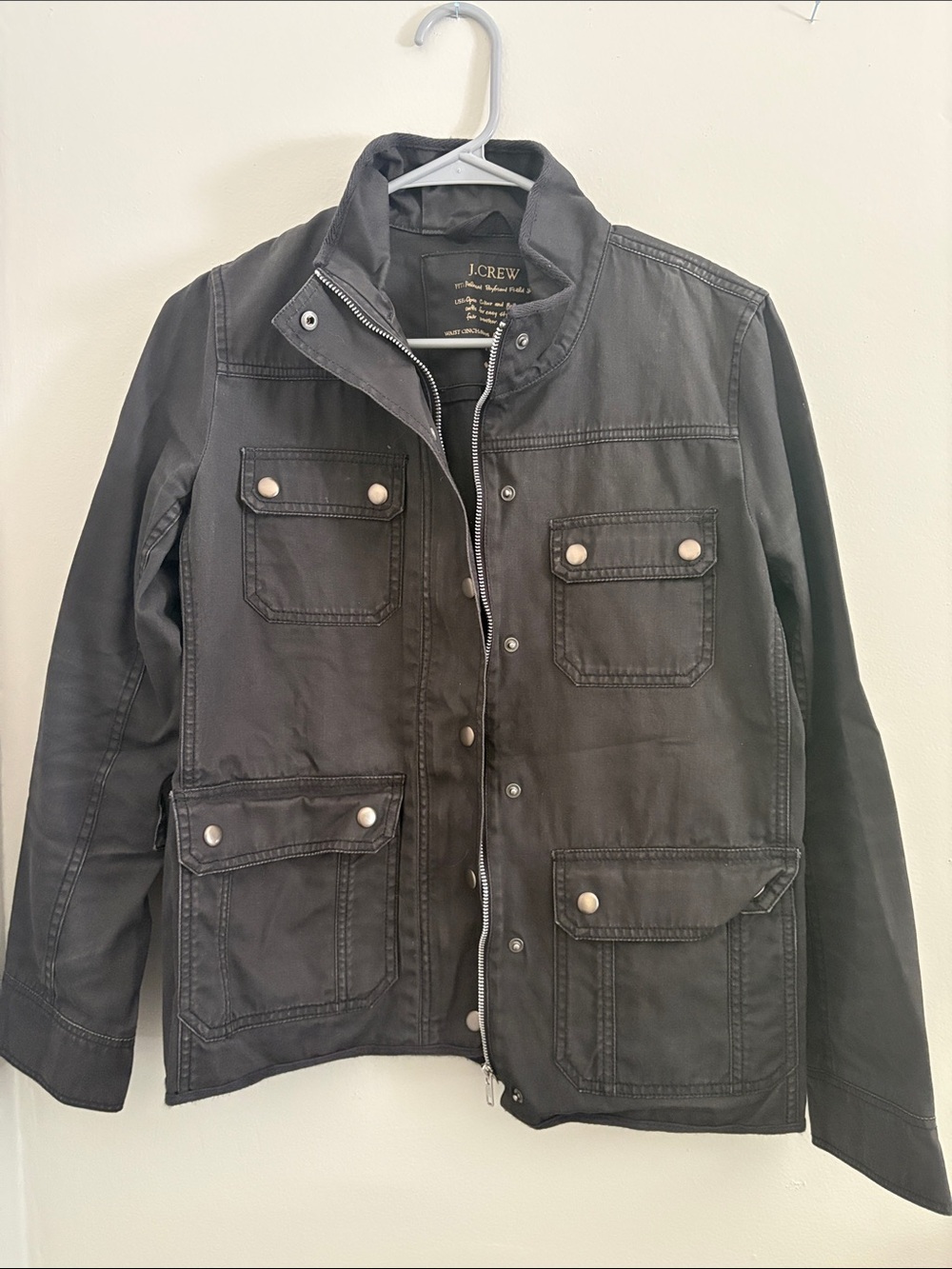 J. Crew Black Military Field Jacket with Snap Flap Pockets